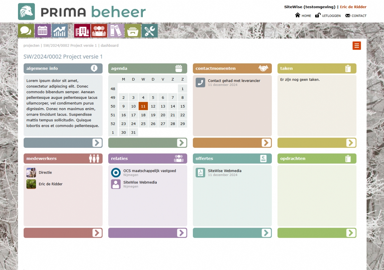 Dashboard module Projecten PrimaBeheer