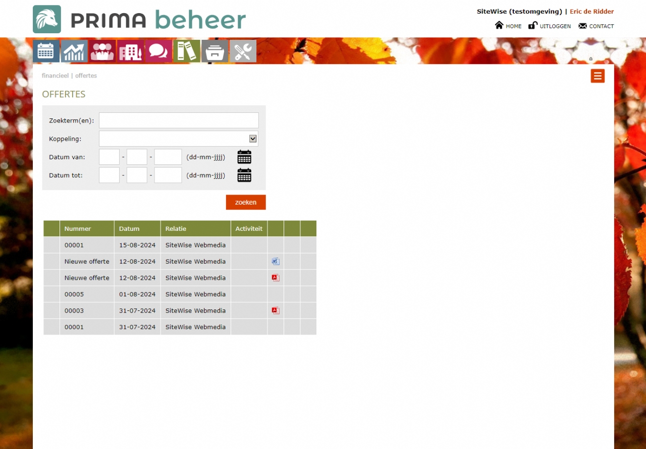 Submodule financieel offertes PrimaBeheer.