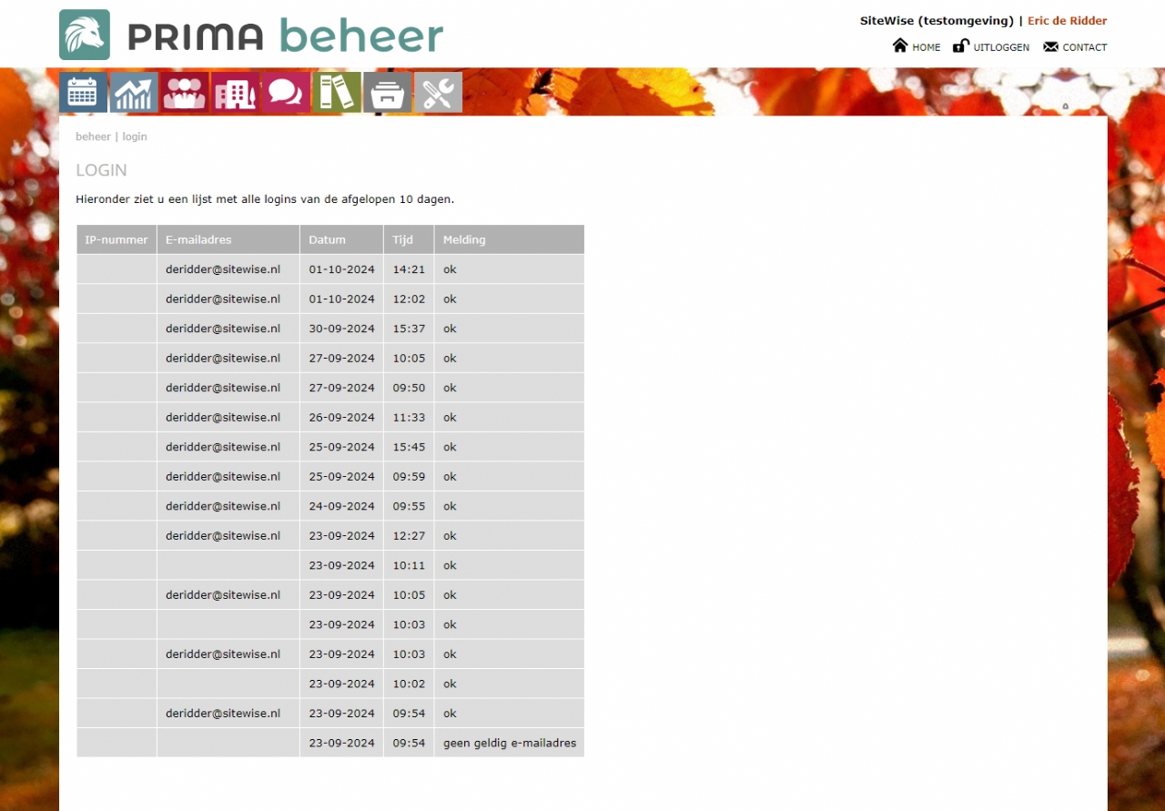Submodule beheer login overzicht PrimaBeheer.